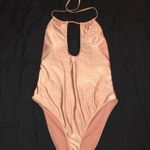 High cut nude one piece